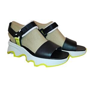 Sorel Women's Size 12 Kinetic Impact Y Strap High Sandals Black Radiation NEW